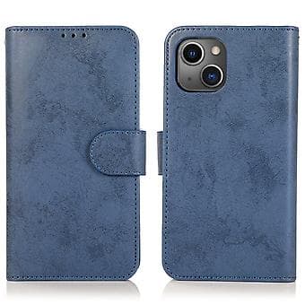 Retro 2 i 1 PU Læder Etui til iPhone 13 Dark Blue