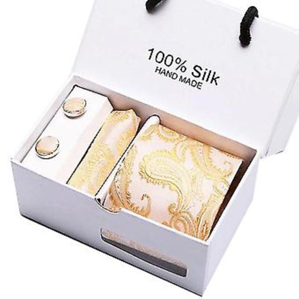 5-pack Manschettknappar Näsduk Slips Kostym Bröllop Fest Tillbehör Gåva SB32