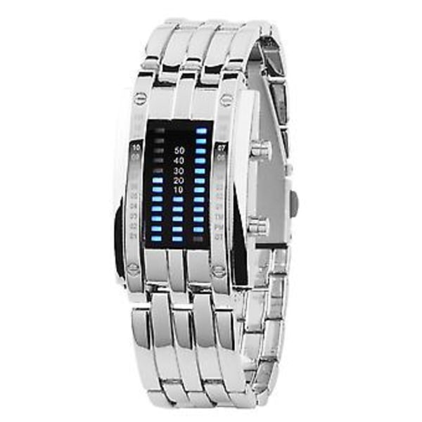 Herrar Alloy Led Trendig Klocka Stilren Led Klocka För Män Kvinnor För Kontorsarbetare Affärsmän (Stor Silver)