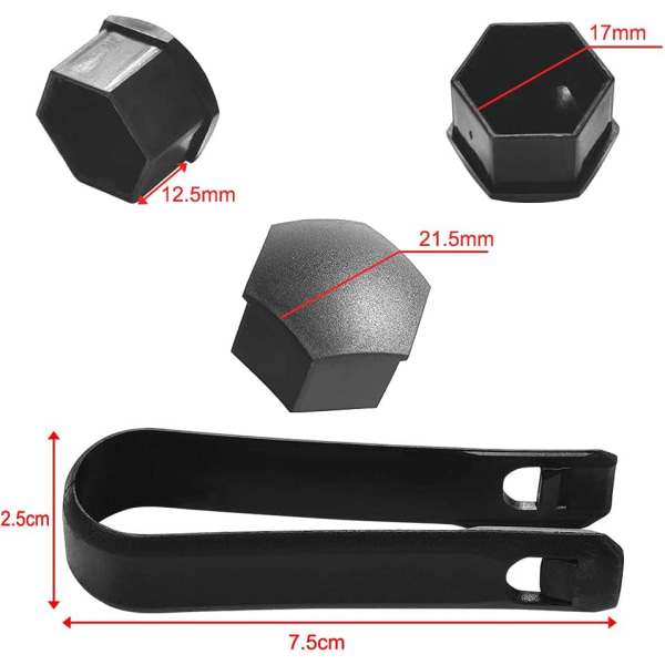 20 stk. 17mm Hjulkapsler, Hjulmutterhetter, Sekskantmutter for dekk