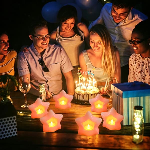 5-delat set: LED-ljus med stjärnutskärning – Festlig bordslampa