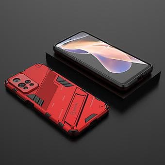 Slankt deksel for Redmi Note11 Pro 5G Støtsikkert tolags stativdeksel Red