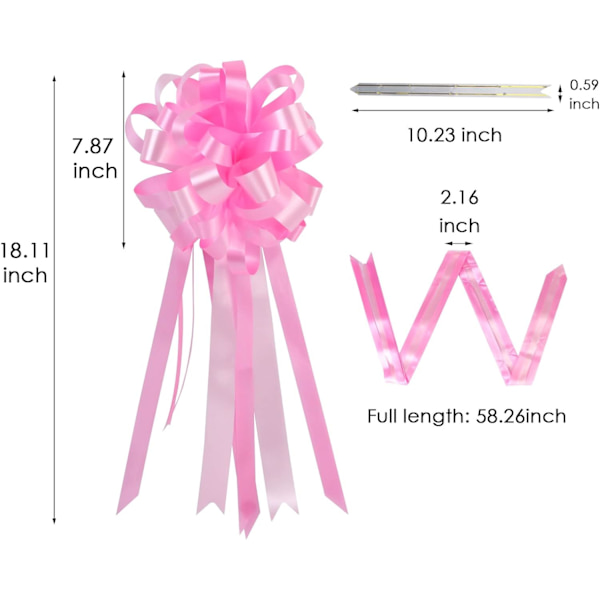 10 stycken (rosa) dragbågar för band, stora bågar för presenter Ba