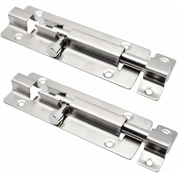 2 stk. dørlås, 4 tommer skyde lås cylinderbolt rustfrit stål