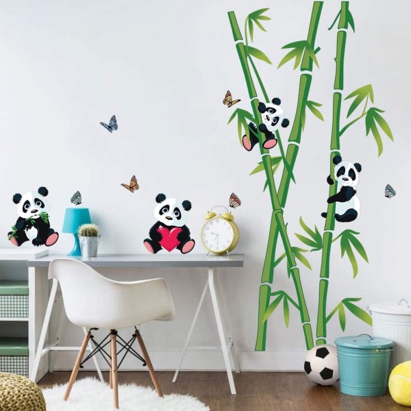 Panda och bambu väggdekaler Dekorativa klistermärken Baby Room Wall