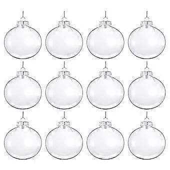 12 stk. Transparent Julekule Tom DIY Kuler Juletrepynt