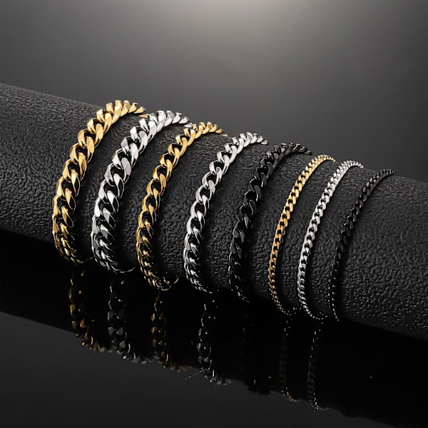 Justerbart pansarkedjearmband, kubanskt armbandstillbehör i rostfritt stål, enkelt och moderiktigt trendigt armband, 5 mm, guld Gold 5mm