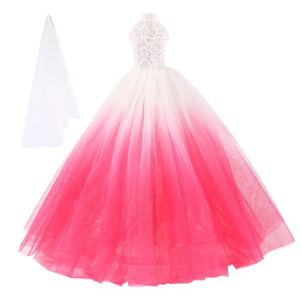 1 STK Barbie Doll Gradient Powder Bröllopsklänning Kläder och access