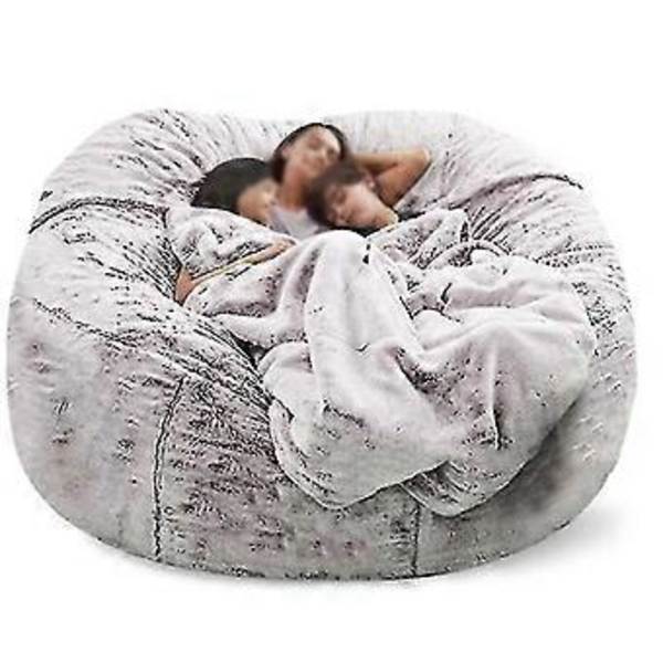 Lat soffa Sittpuff Konstgjord päls Sittpuff Bönpåse (150cm*75cm Snöbrun)