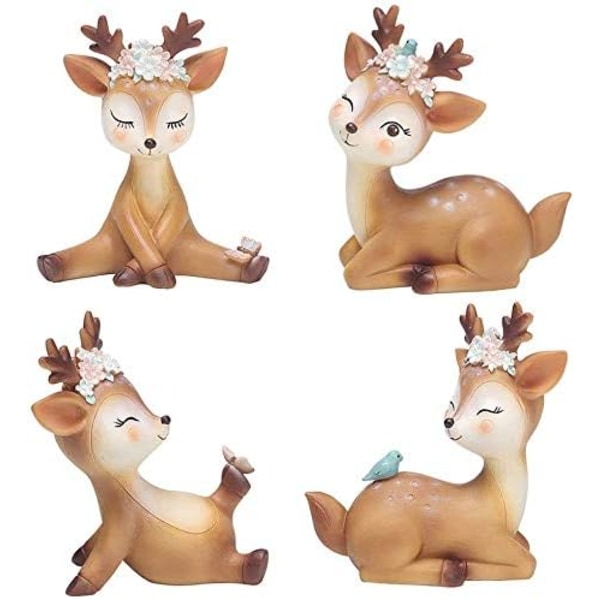 Fawn Figurine, Deer Ornaments Resin Animal Miniature Deer Figurin