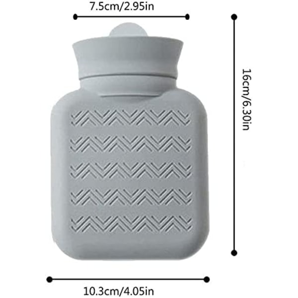 Liten varmvattenflaska, med stickat cover, (grå) mini silikon H