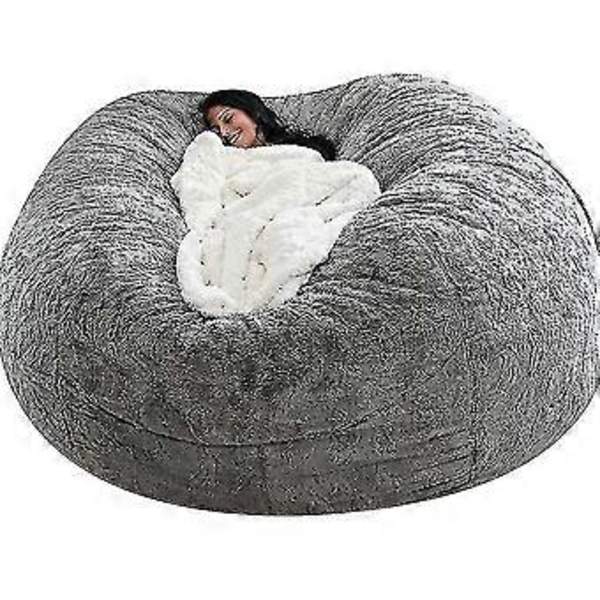 Soffan Lazy Bean Bag i konstgjord päls (150 cm * 75 cm ljusgrå)