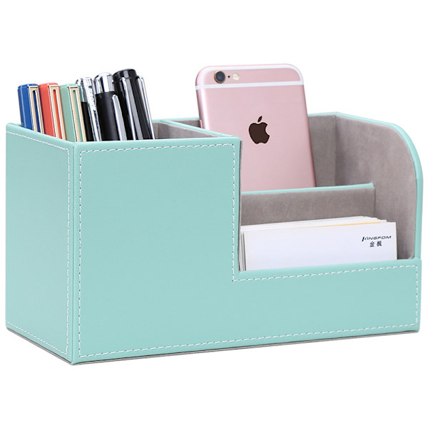 1 PC (grön) Organizer, Läderskrivbordsförvaring Blyertsutrymme