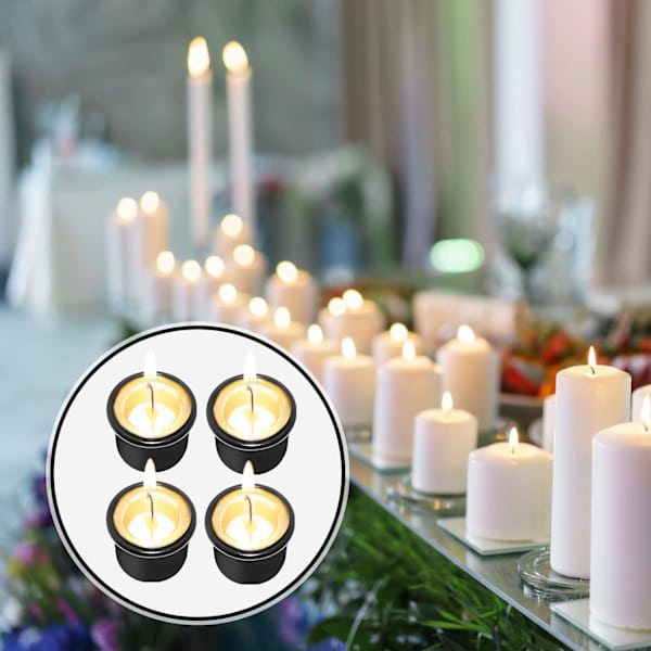 30 stycken miniljushållare (svart), metallljushållare, liten