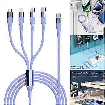 1.5m USB C til Multi Ladekabel USB C Multi Ladekabel med USB C/Micro USB Kontakter for Telefoner og Nettbrett