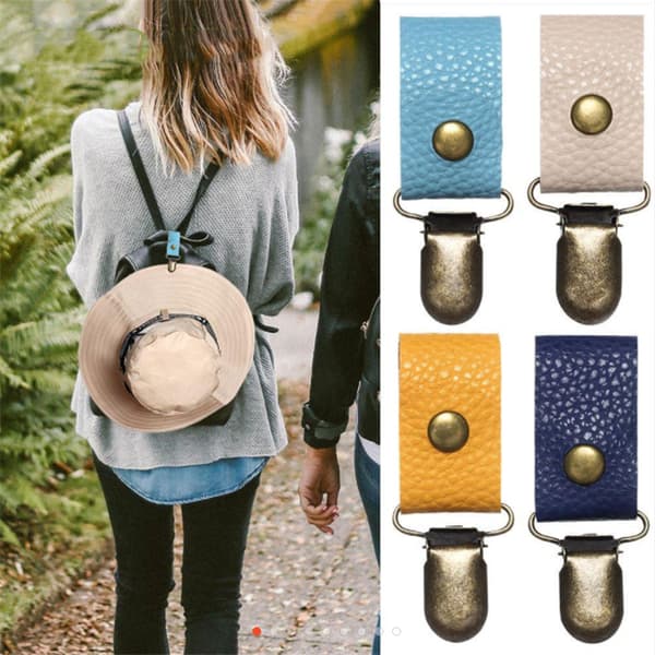 5 stk hatteklips for reise PU-lær hatteklips, hatteklips for bagasje
