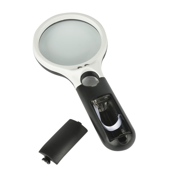 Vit Svart Belyst Förstoringsglas Dubbelglas Lens Handheld Powe