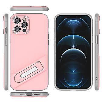 Støtsikkert Slim-deksel for iPhone 13 12 Pro Max med stativ Pink
