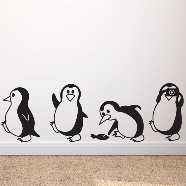 En set söta små pingviner väggklistermärken väggdekaler för sängen