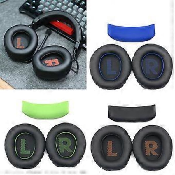 Proteinläder Öronkuddar Öronkuddar Ersättningshuvudband för 350 360 Gaming Headset, Ljudisolerande Skum Svart Black