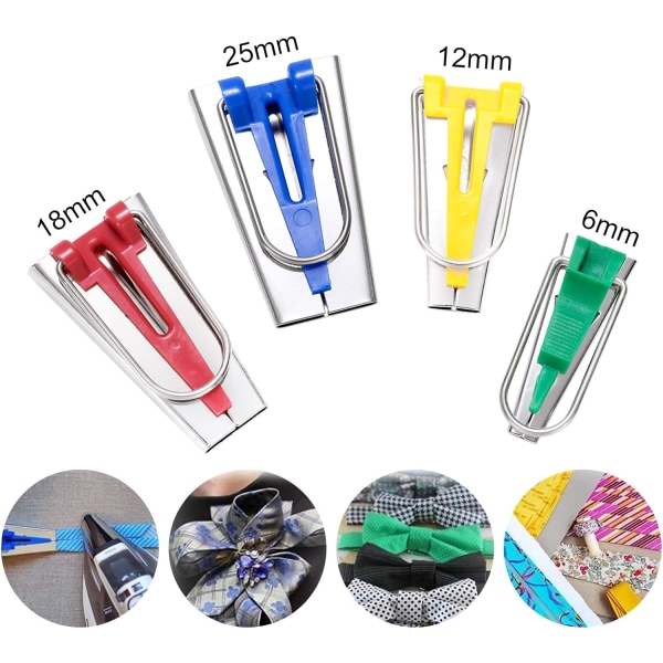 7 delar bias bindningsanordning set, stickning symaskin verktyg wit