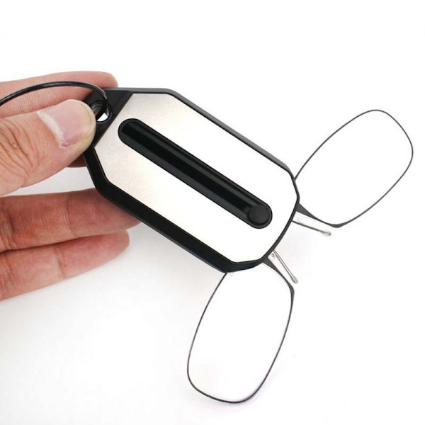 Mini neseklype lesebriller, portable nøkkelring sammenleggbare lesebriller, benløse lesebriller, 100 100