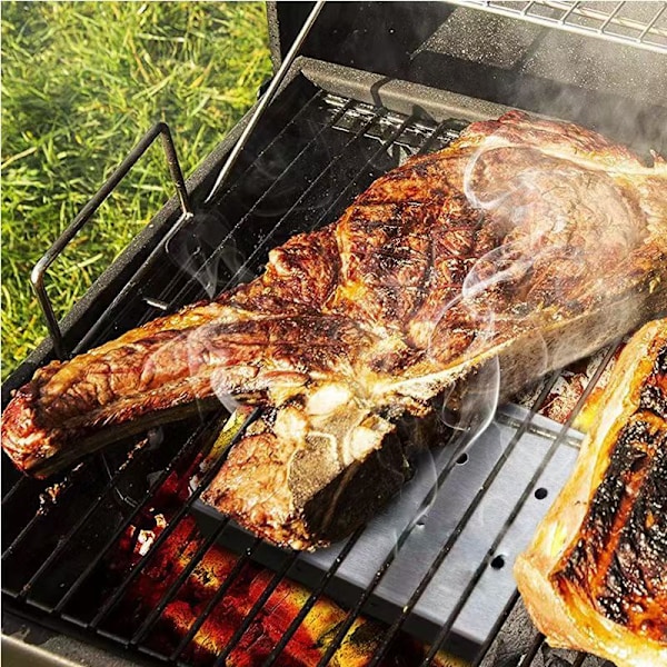 Rökbox för grill, rökboxverktyg i rostfritt stål för utomhusgrillning, lämplig för gas-, el- eller kolgrillar