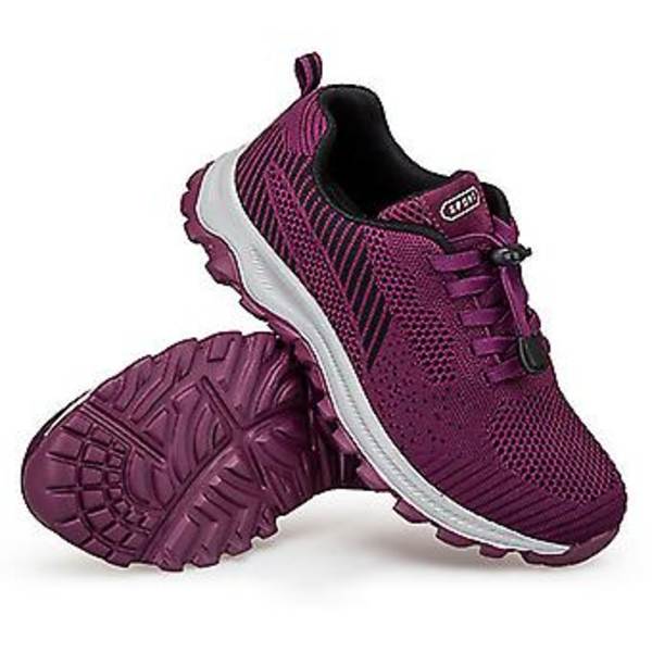 Damskor för löpning med andningsbart nät, halkfria sneakers för fitness, sport, gym, jogging, tennis (41 Lila)