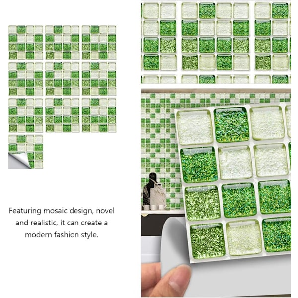 10 st Mosaik Kakeldekaler Självhäftande Vattentäta Mosaikplattor