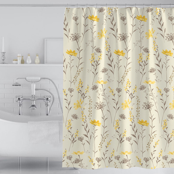 Duschdraperi 100 x 180cm Växter Blommor Tjockt polyestertyg