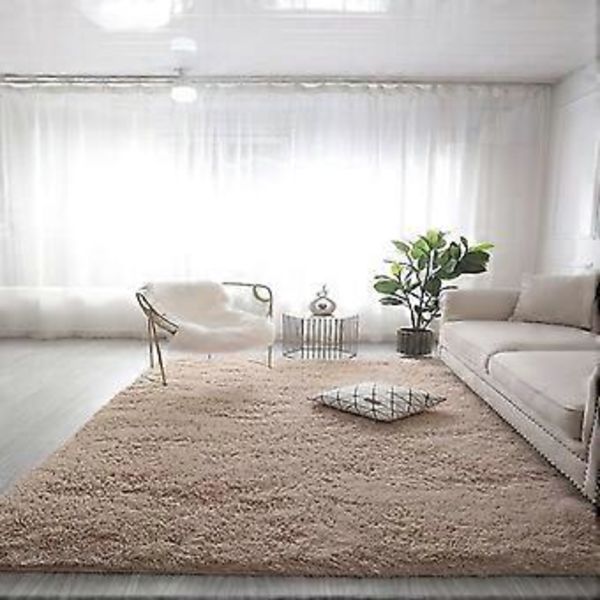 Stor plyschmatta vardagsrumsdekoration fluffig matta tjock sovrumsmatta halkfri golvmjuk loungematta enfärgad matta (80x200cm(31,5x78,7 tum kamel)