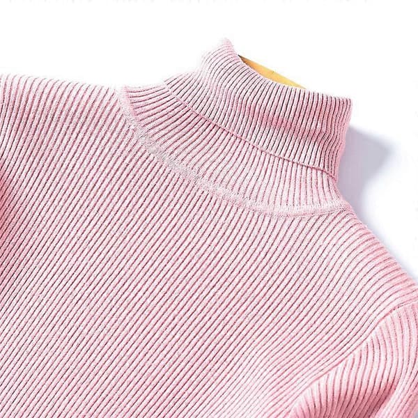 Casual strikket turtleneck sweater til kvinder, moderigtig slim stretch indvendig pullover Black