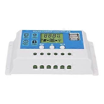 PWM Solar ladekontrollerpanel Intelligent regulator Justerbar LCD-skjerm 2 USB-porter 12V 24V Hvit 30A