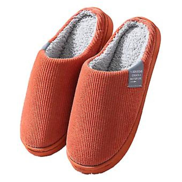 Höst-Vinter Halv-Täckande Par Bomulls-Tofflor Hudvänliga Bekväma Tofflor för Inomhus Hem (42 43 Orange)