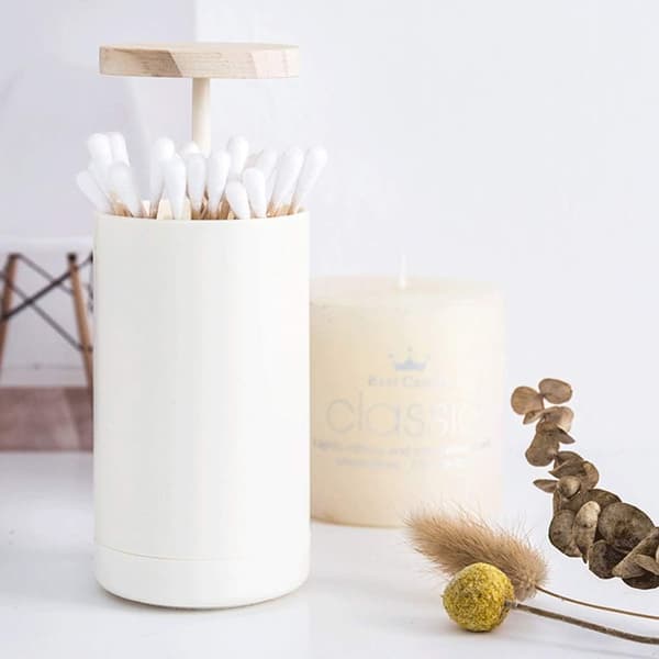 Bomullspinne Box Smink Pop-up Dispenser Universal Box Med Lock Till