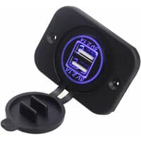 Blå planmonteret dobbelt USB-stik 12/24 Volt 2.1A 5 Volt til c