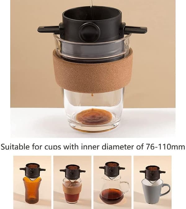 Kaffefilter i rustfrit stål og harpiks til 1-2 kopper, papirløs kaffe