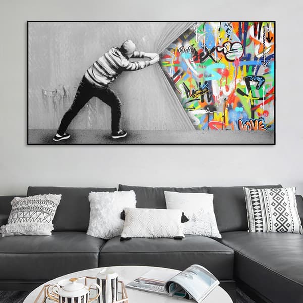 Graffiti Canvas Konst Dekor Bakom Ridån Graffiti Konst Målning