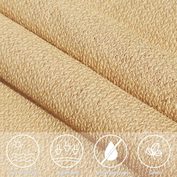 Rektangulär skärmsegel 2×2m (beige) skärmduk HDPE Andas C