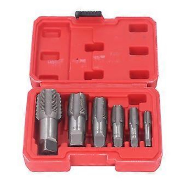 6 st gängtapp NPT 1 tum 3/4 tum 1/2 tum 3/8 tum 1/4 tum 1/8 tum kolstål gängtappningssats för PVC-rör ( )