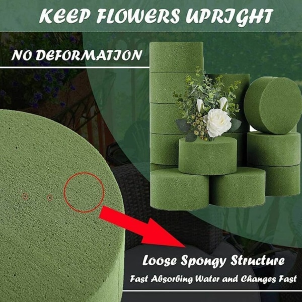 20st Floral Foam Block Rund Blomma Svamp Block Grönt Foam för