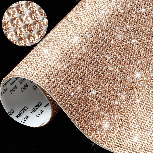 1 st Champagne guld 9,4 x 7,9 tum Bling Crystal Rhinestone Sticke