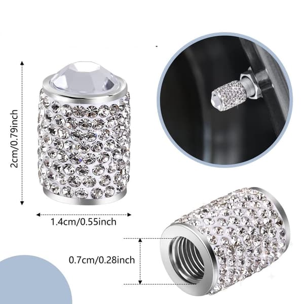 Dekksventilhetter, 4-pakning Håndlagde Rhinestone Bling Dekkventil