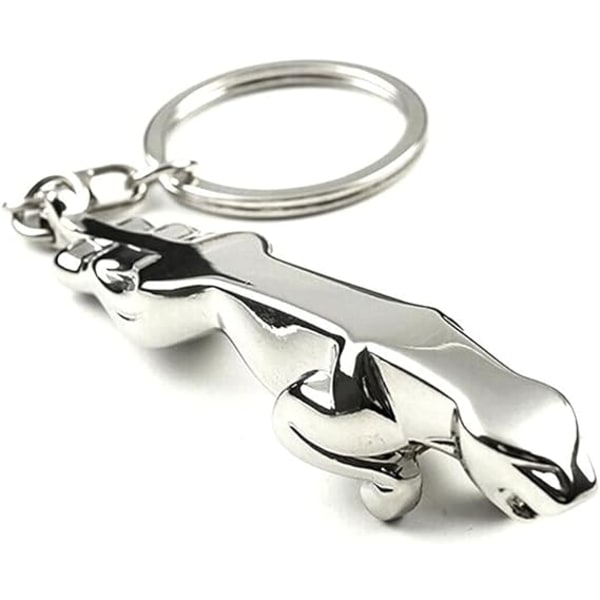 Djurformad metallnyckelring - Jaguar Design - Silver