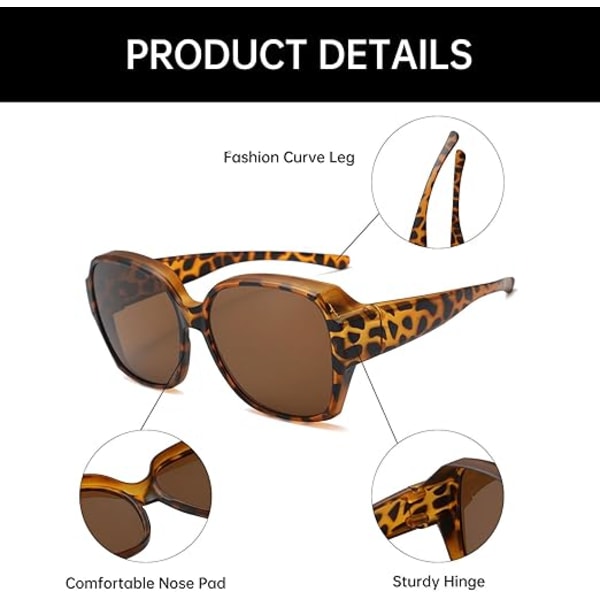 Moderigtige polariserede solbriller, udendørs kørsel solbeskyttelse og UV-beskyttelse solbriller, multifunktionelle briller, unisex, hvidt leopardprint white leopard print