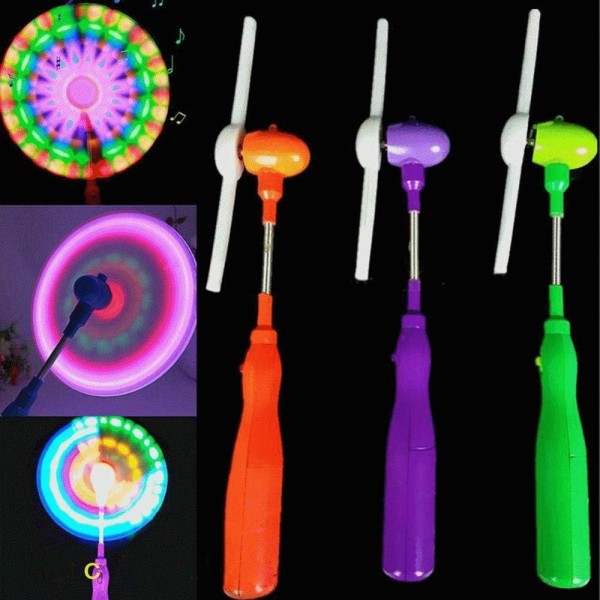 3-delad Random Color Blinkande LED Light Up Windmill Musical Band