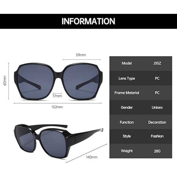 Moderigtige polariserede solbriller, udendørs kørsel solbeskyttelse og UV-beskyttelse solbriller, multifunktionelle briller, unisex, sort black
