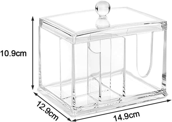 Makeup Opbevaringsboks, Holder til Makeupfjernerpuder, 4 Rum, Klar Akryl