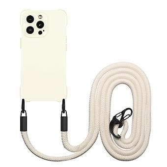 Støtsikkert TPU-telefondeksel med fire hjørner og snor til iPhone 12 Pro White