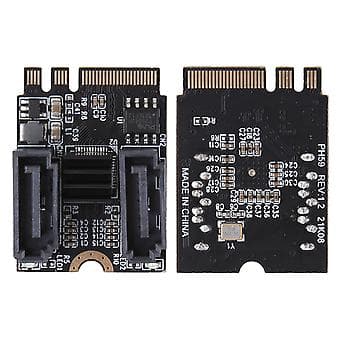 Høj effektivitet for M.2 A for Key + E for Key til SATA 3 Adapter med 2 SATA III